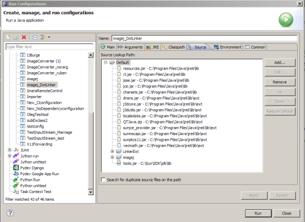 Run Configuration tab "Source"
